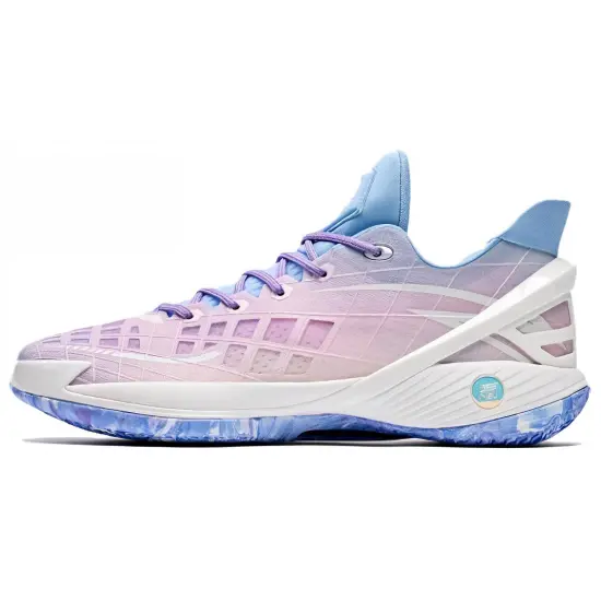 Anta Frivolous Cushioning Anti Slip And Wear Resistant Low Top Basketball Shoes Men's Purple Blue White