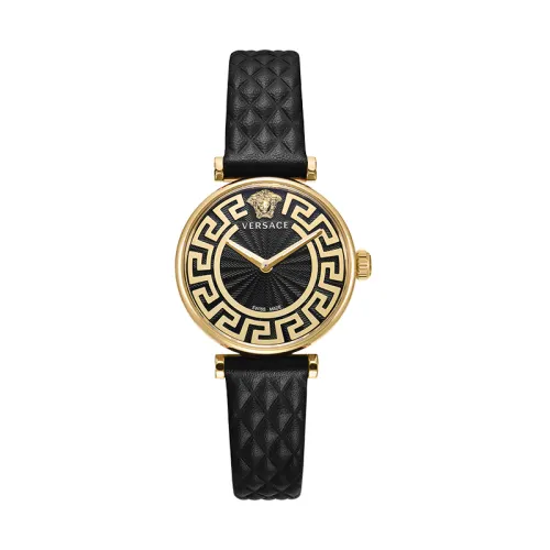 VERSACE Versace, leather peach quartz watch strap, beige dial, women's watch, perfume, elegant gift box, quartz mechanism, for beloved