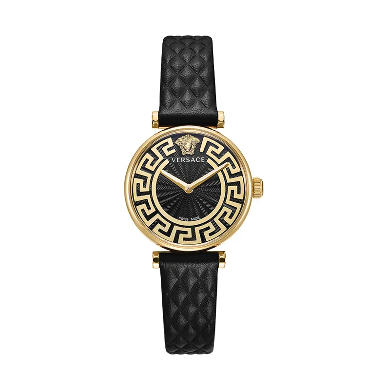 VERSACE Versace, leather peach quartz watch strap, beige dial, women's watch, perfume, elegant gift box, quartz mechanism, for beloved