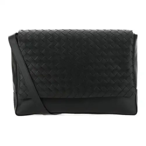 Bottega Veneta Calfskin Crossbody Bag, Shoulder Bag Men's Black