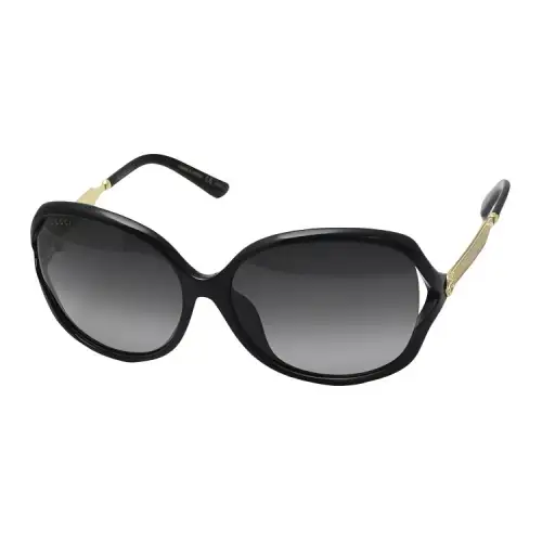 GUCCI Irregular Shape Sunglasses Women's Black