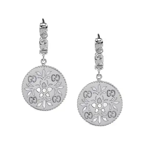 GUCCI G White Gold Earrings Women's Silver
