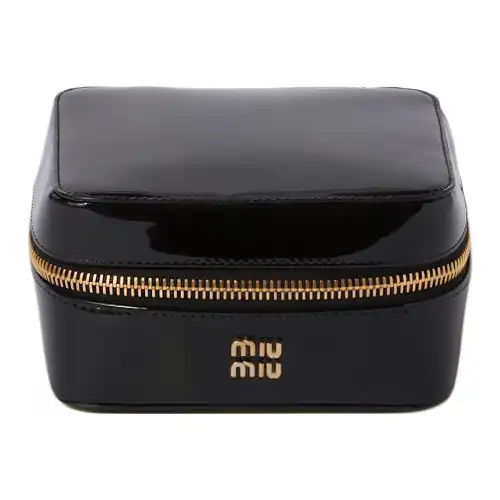 MIU MIU Leather With Patent Leather Jewelry Box With Conversion Bag Women's Black