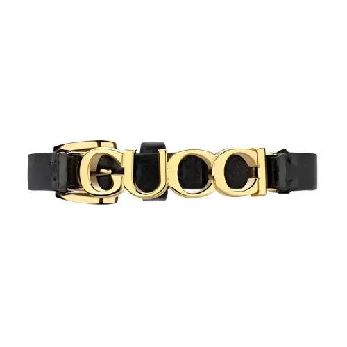 GUCCI Leather Logo-lettering Bracelet