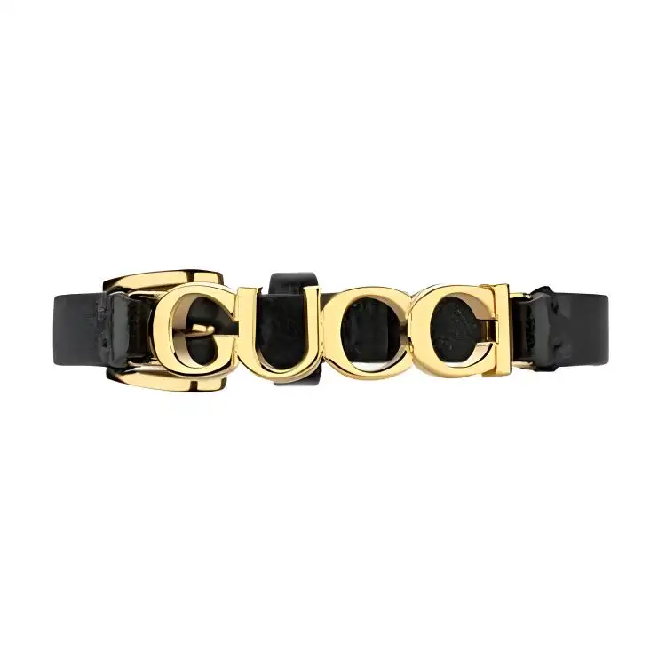GUCCI Leather Logo-lettering Bracelet