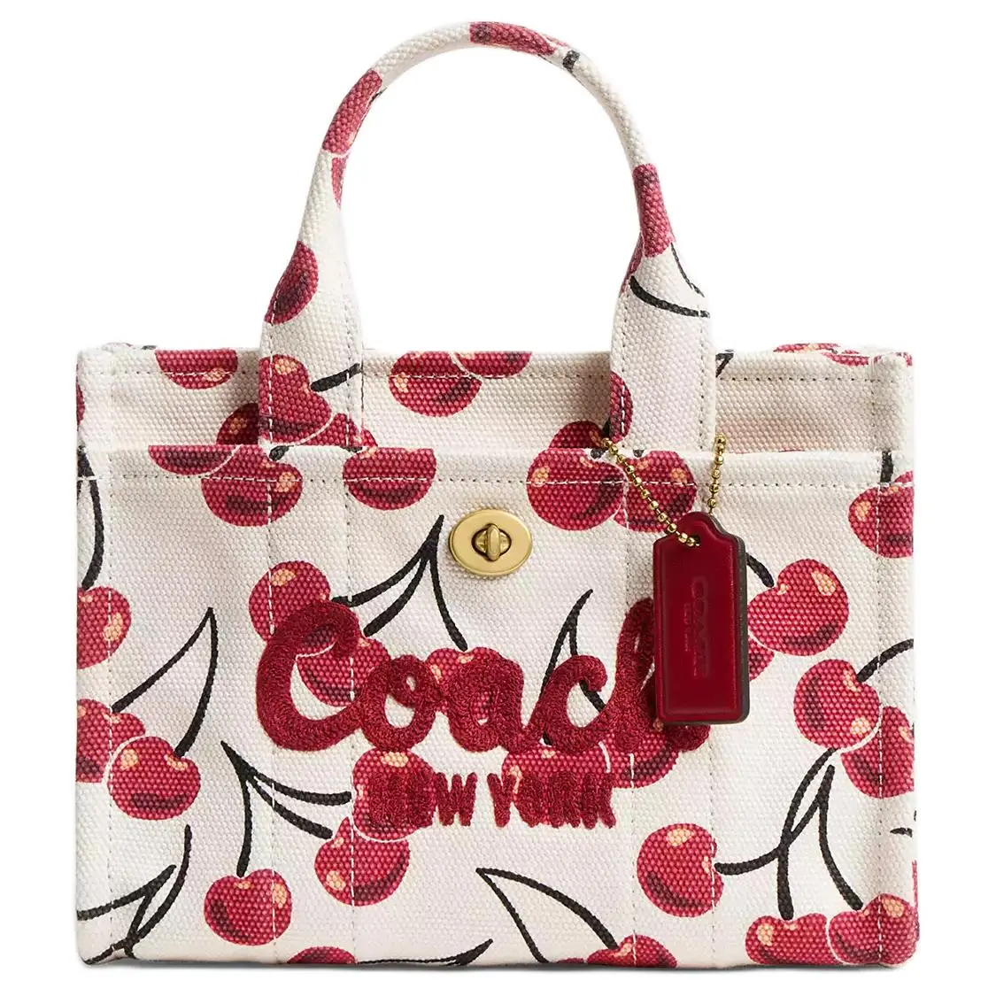 COACH Cargo Canvas Shoulder Bag, Crossbody Bag, Handbag Small Women's White & Red