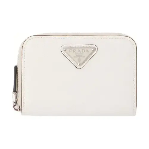 PRADA Saffiano Cow Leather Coin Purse Men's White