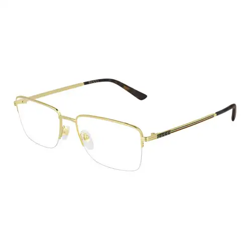 GUCCI Metal Square Prescription Glasses Men's Gold