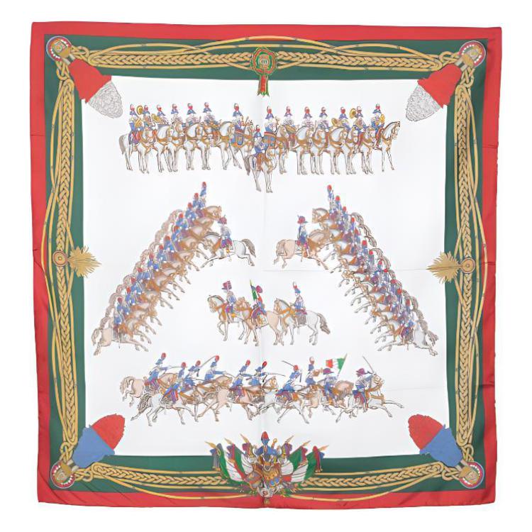 GUCCI Pre Owned Cavalry print Silk Scarf