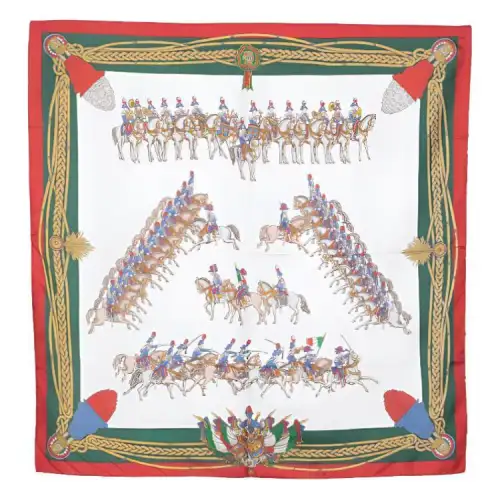 GUCCI Pre Owned Cavalry print Silk Scarf