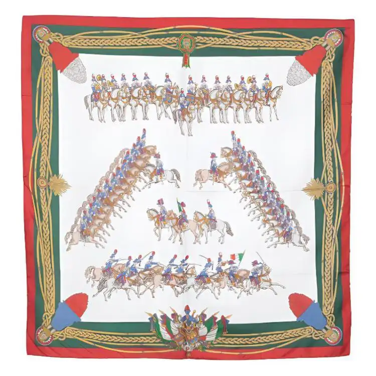 GUCCI Pre Owned Cavalry print Silk Scarf