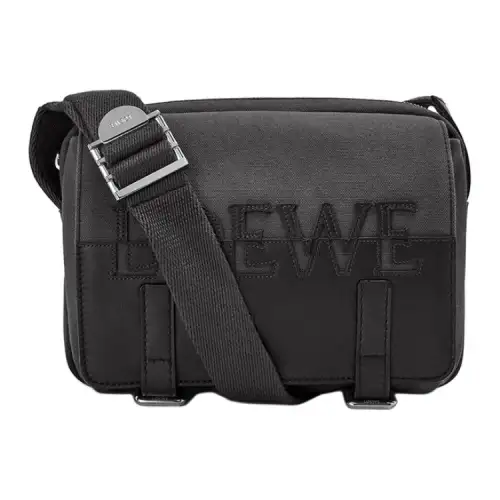LOEWE Military Canvas With Classic Calfskin Messenger Bag, Shoulder Bag, Crossbody Bag Men's Anthracite/Black