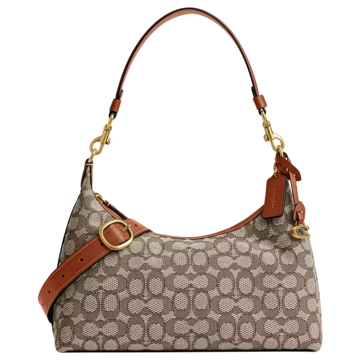 COACH Juliet Fabric Jacquard Handbag, Shoulder Bag, Crossbody Bag Large Women's Cocoa Amber
