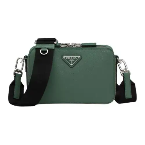 PRADA Brique Leather Shoulder Bag, Crossbody Bag Men's Jadeite Green