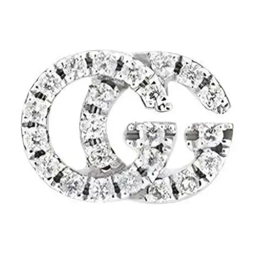 GUCCI 18kt White Gold Interlocking Diamond Stud Earrings