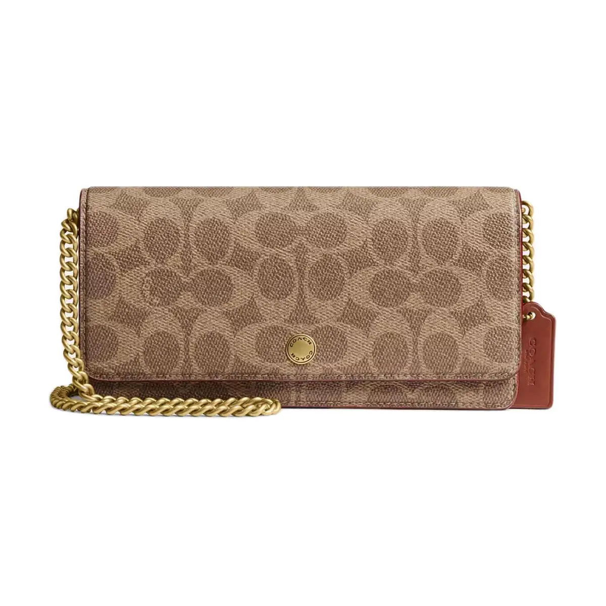 COACH Coated Canvas Wallet Regular Women's Tan & Caramel