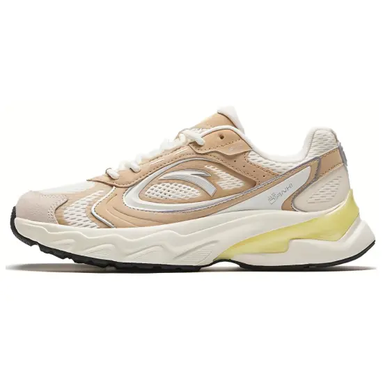 ANTA Casual Shoes Women's Low-Top Ivory White/Natural Wood/Silver