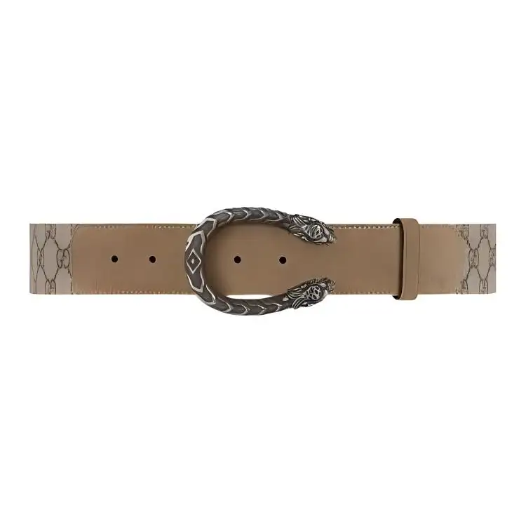 GUCCI Genuine Leather Belts Women's Brown Width 4cm