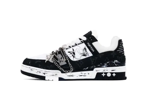 LOUIS VUITTON Trainer Power Wave, Breaking The Cocoon Into A Butterfly Low top Skateboard Shoes Unisex Black White