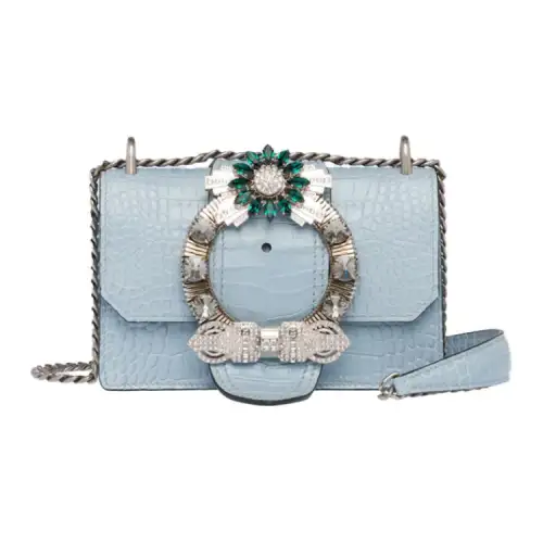 MIU MIU Calfskin Shoulder Bag Small Women's Sky Blue
