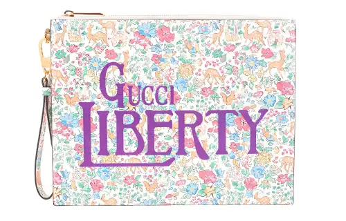 GUCCI Liberty Collaboration Leather Wristband Clutch Women's White