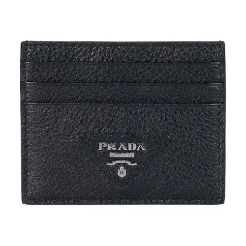 PRADA Leather Card Holder Card Holder Women's Silver