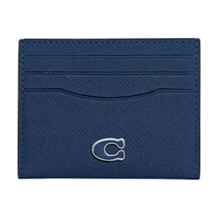 COACH Card Case Cross Grain Leather Card Holder Card Holder Men's Dark Blue