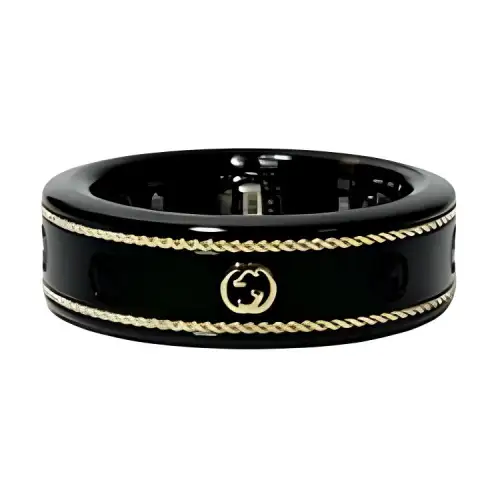 GUCCI 18K Gold Rings Men's Black