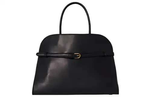 THE ROW Margau Shiny Saddle Leather Tote Bag, Shopping Bag, Handbag Women's Black