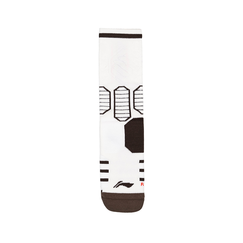 Li Ning Sports Basketball Collection Knee High Socks Unisex 1 Pack White Mushroom Umber