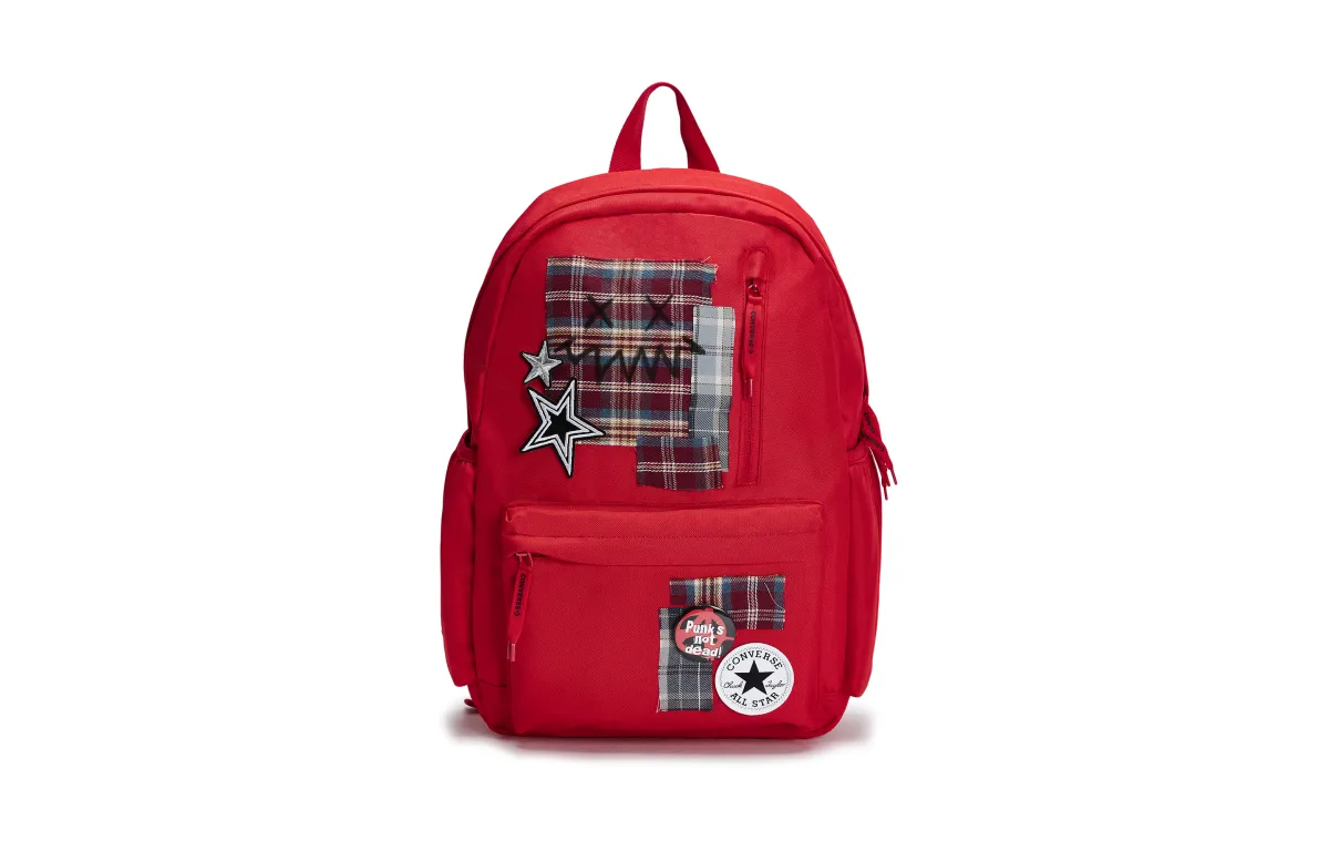 Converse Polyester 811 Manufacturing, Ghost Face Patchwork, Medium Backpack Unisex Preppy Red