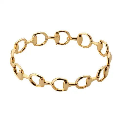 GUCCI Horsebit Collection 18K Gold Bracelets Unisex Gold