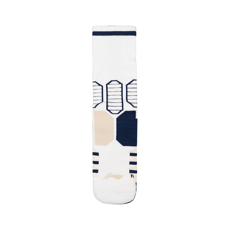 Li Ning Sports Basketball Collection Knee High Socks Unisex 1 Pack White/Deep Sea Ship Blue