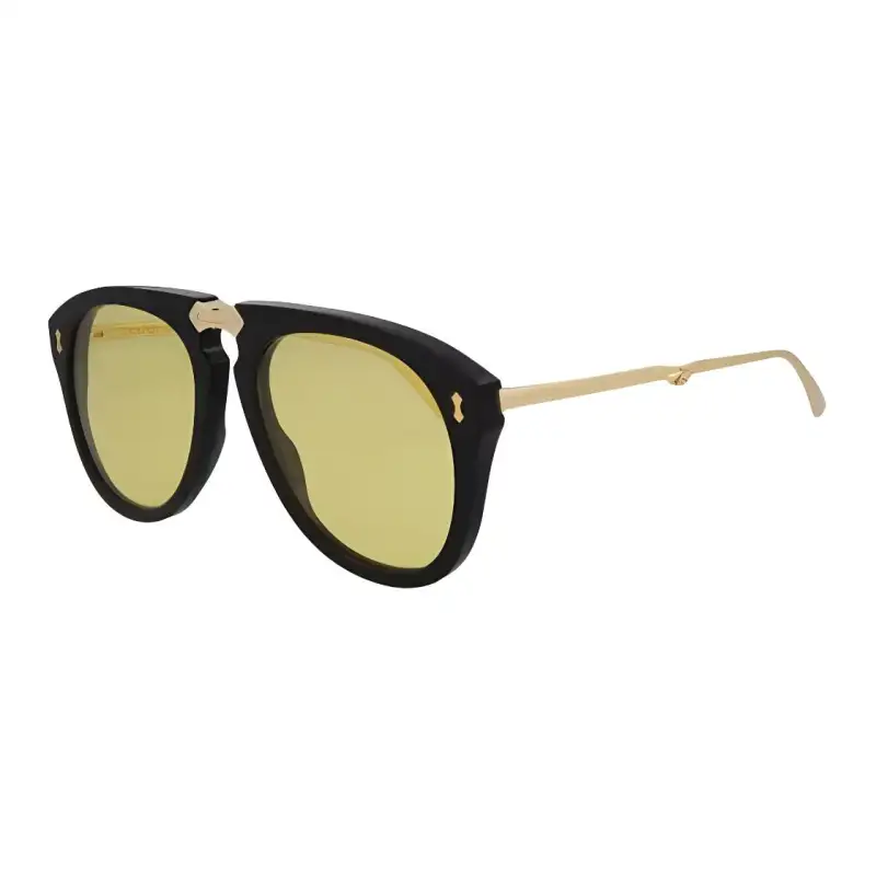 GUCCI Plate Aviator Sunglasses Women's Black