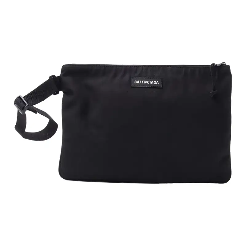 Balenciaga Nylon Fabric Clutch Women's Black
