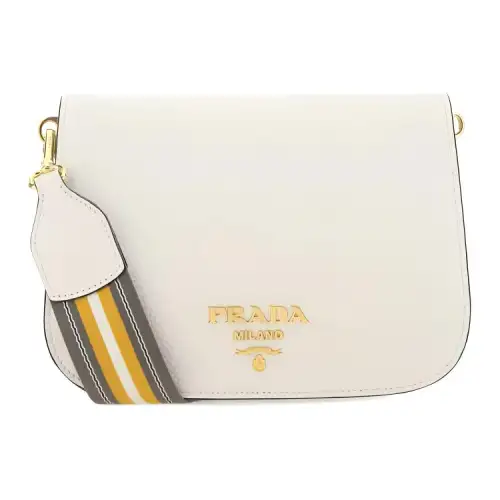 PRADA Calfskin Shoulder Bag, Crossbody Bag Unisex White