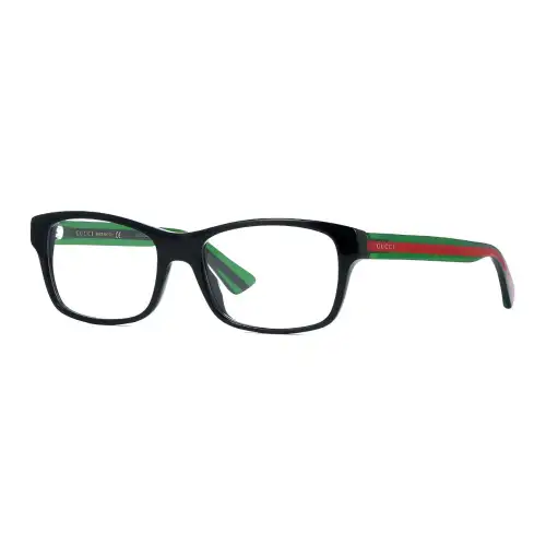GUCCI Web Plate Rectangular Prescription Glasses Men's Black