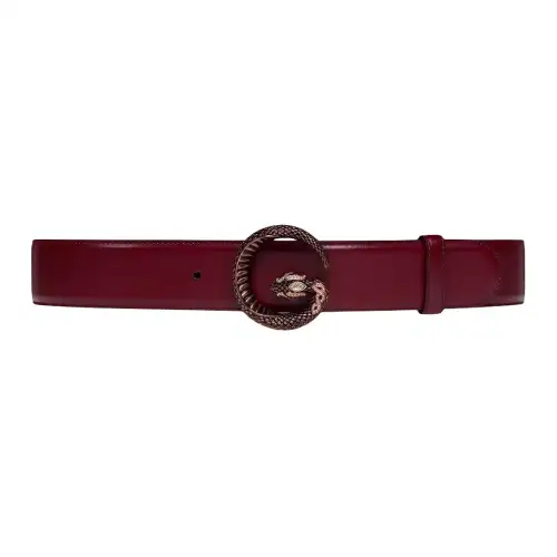 GUCCI Leather Belts Women's Burgundy Width 4cm