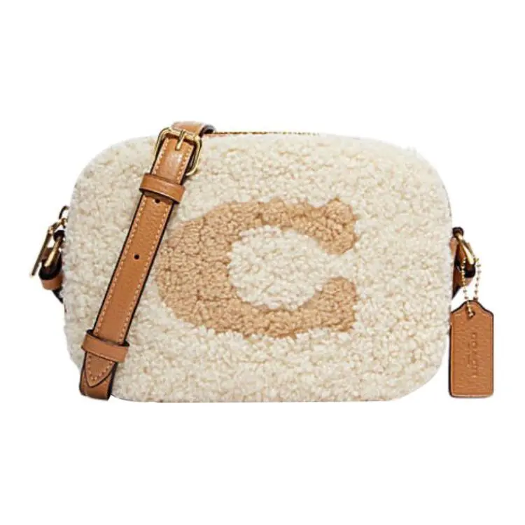 COACH Jamie Shearling With Cow Leather Crossbody Bags Mini Women's Ecru