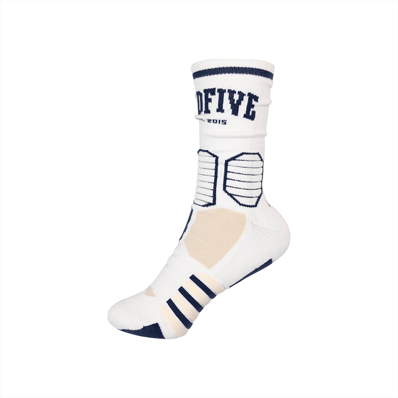 Li Ning Sports Basketball Collection Knee High Socks Unisex 1 Pack White/Deep Sea Ship Blue