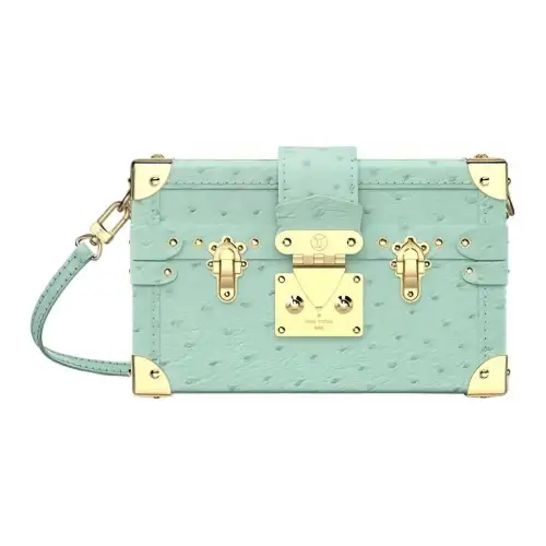 LOUIS VUITTON PETITE MALLE Ostrich Leather Box Bag, Shoulder Bag, Crossbody Bag Women's Green