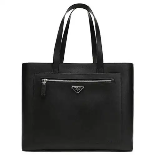 PRADA Leather One Shoulder Handbag Men's Black