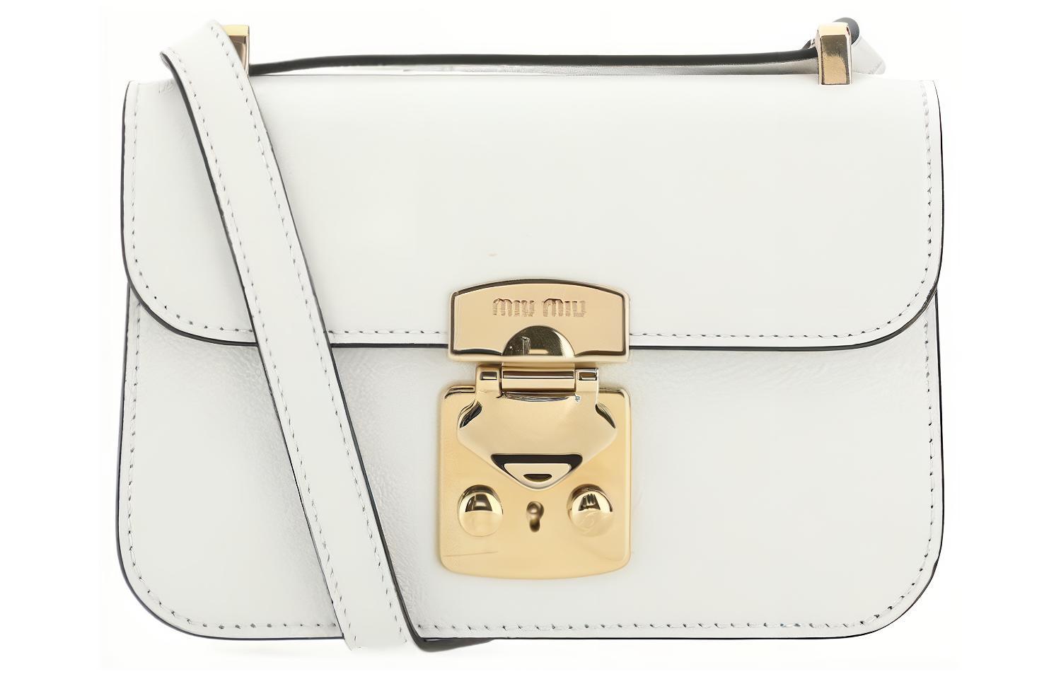 MIU MIU Madras Soft Sheepskin Leather Crossbody Bag, Shoulder Bag Women's White