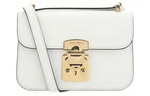 MIU MIU Madras Soft Sheepskin Leather Crossbody Bag, Shoulder Bag Women's White