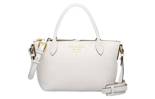PRADA Calfskin Leather Crossbody One Shoulder Handbag Women's White
