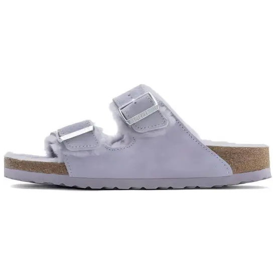 Birkenstock Arizona Shearling Suede Leather Narrow Fit 'Purple Fog' Women's