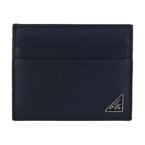 PRADA Saffiano Calfskin Card Holder Men's Dark Blue