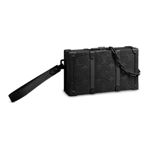 LOUIS VUITTON SOFT TRUNK Taurillon Calfskin Clutch Men's Black