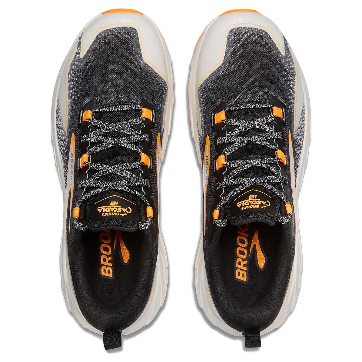 Brooks Cascadia18 Comfortable Slip Resistant Abrasion Resistant Low top Running Shoes Unisex Black Orange