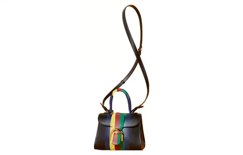 GUCCI Delvaux Collaboration Brillant Leather Handbag, Shoulder Bag, Crossbody Bag Mini Women's Black